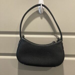 Liz Claiborne Black Mini Baguette Shoulder Bag Y2K Pebbled Faux Leather